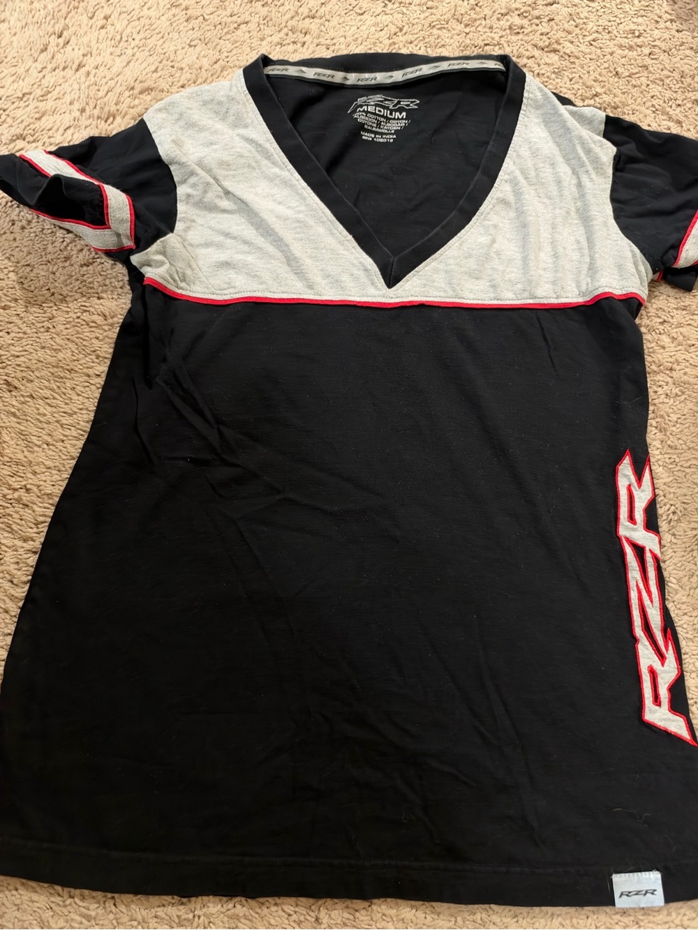 RZR Colorblock V-Neck Women's Top - Black & Gray